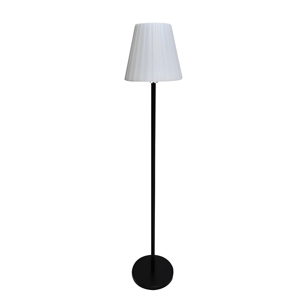 Outdoor Floor Lamp, Modern Metal and PE Cone Solar Light for Patio and Deck Lounge Areas, 12W LED with Warm White and RGB Modes
