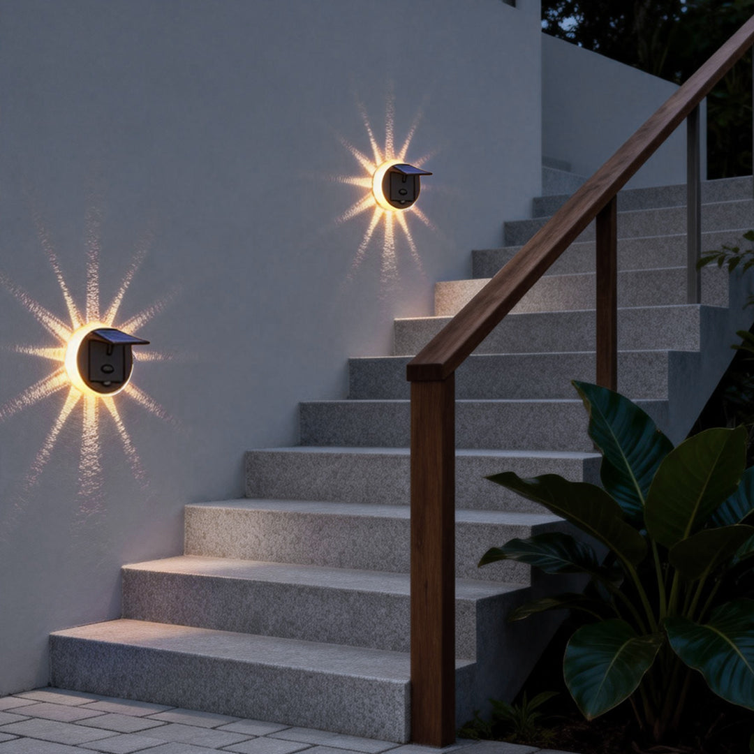 Solar Patio Wall Light, Petal-Design LED Outdoor Sconce for Decks and Fences, Remote-Controlled Modes with RGB Option