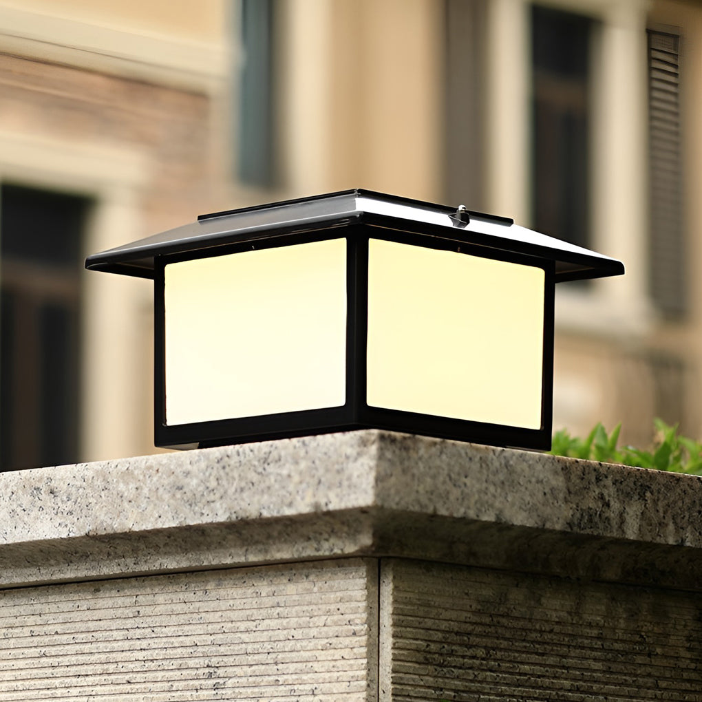 Pillar cap light in rainy weather showing its weather resistance