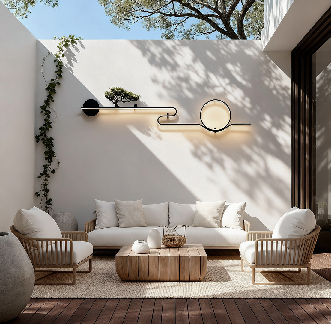 Outdoor Tree Wall Light, Sculptural Resin Landscape LED Sconce for Patio and Garden Walls, Waterproof with 3000K Warm Glow