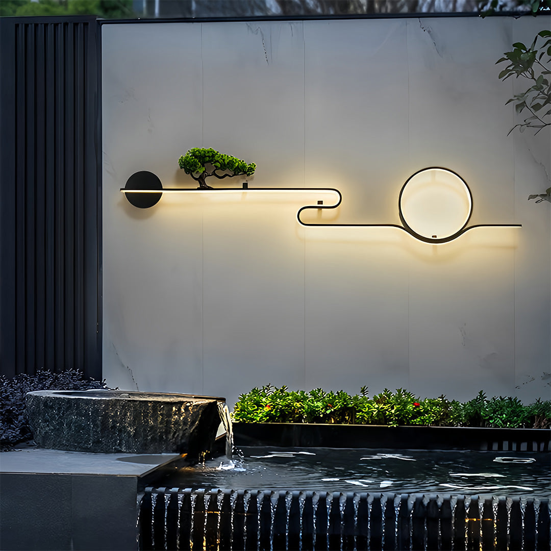 Outdoor Tree Wall Light, Sculptural Resin Landscape LED Sconce for Patio and Garden Walls, Waterproof with 3000K Warm Glow