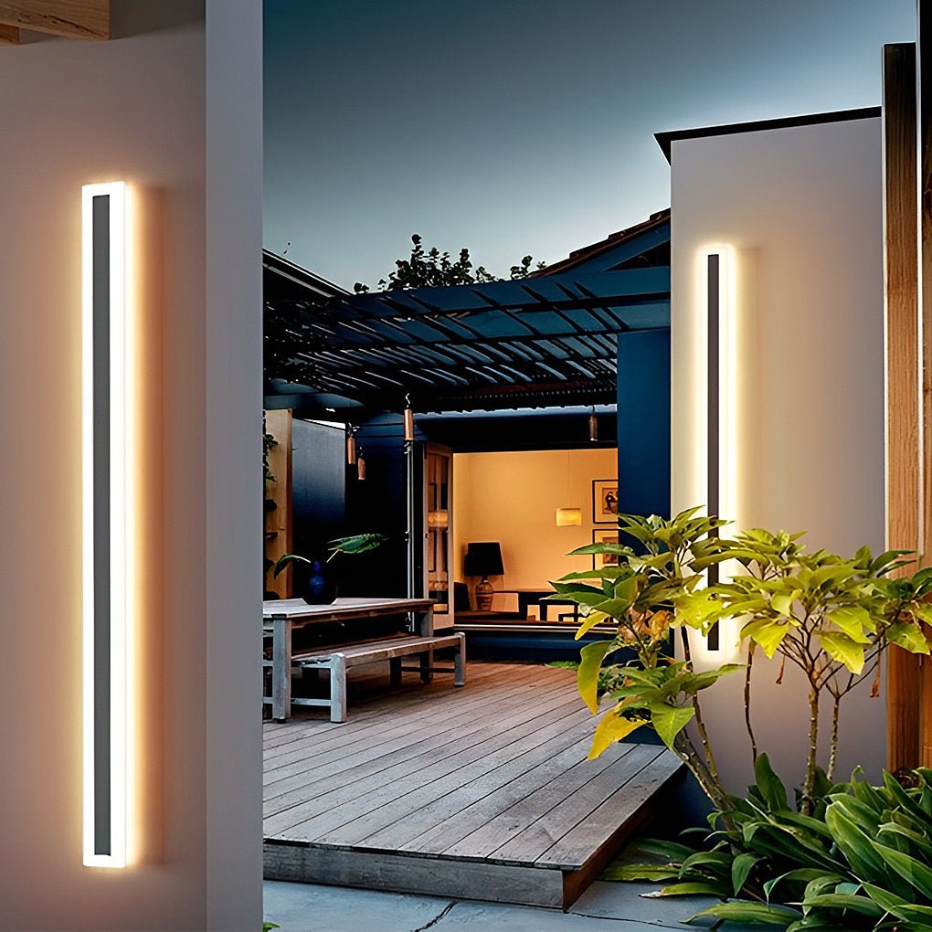 Linear Outdoor Wall Sconce, Wrought Iron and Acrylic LED Ambiance Light for Patio and Facade Walls, Eight Lengths IP54 Rated