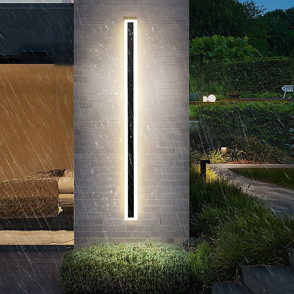 Linear Outdoor Wall Sconce, Wrought Iron and Acrylic LED Ambiance Light for Patio and Facade Walls, Eight Lengths IP54 Rated