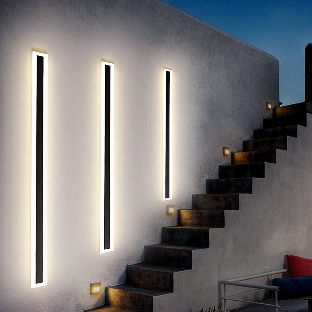 Linear Outdoor Wall Sconce, Wrought Iron and Acrylic LED Ambiance Light for Patio and Facade Walls, Eight Lengths IP54 Rated