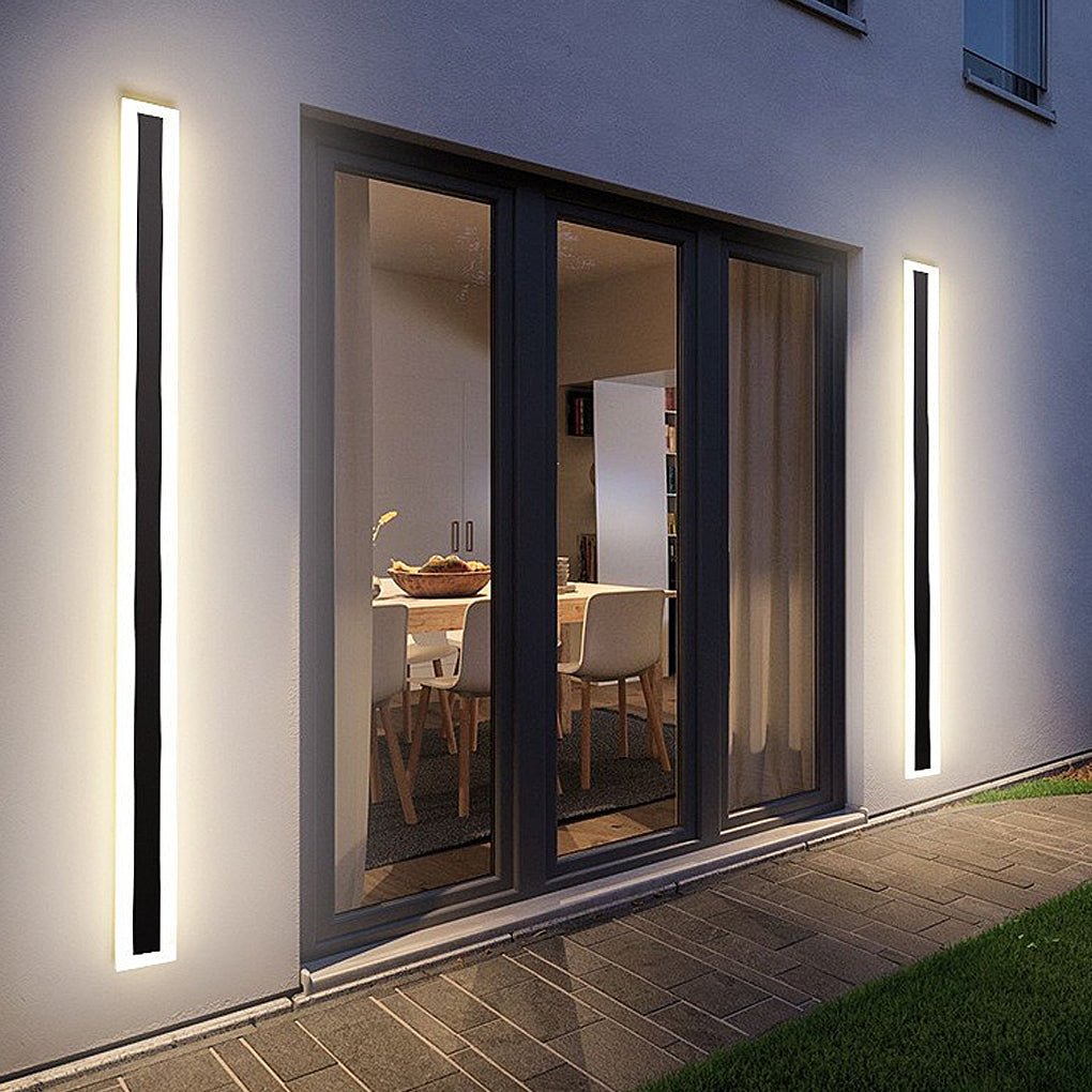 Linear Outdoor Wall Sconce, Wrought Iron and Acrylic LED Ambiance Light for Patio and Facade Walls, Eight Lengths IP54 Rated