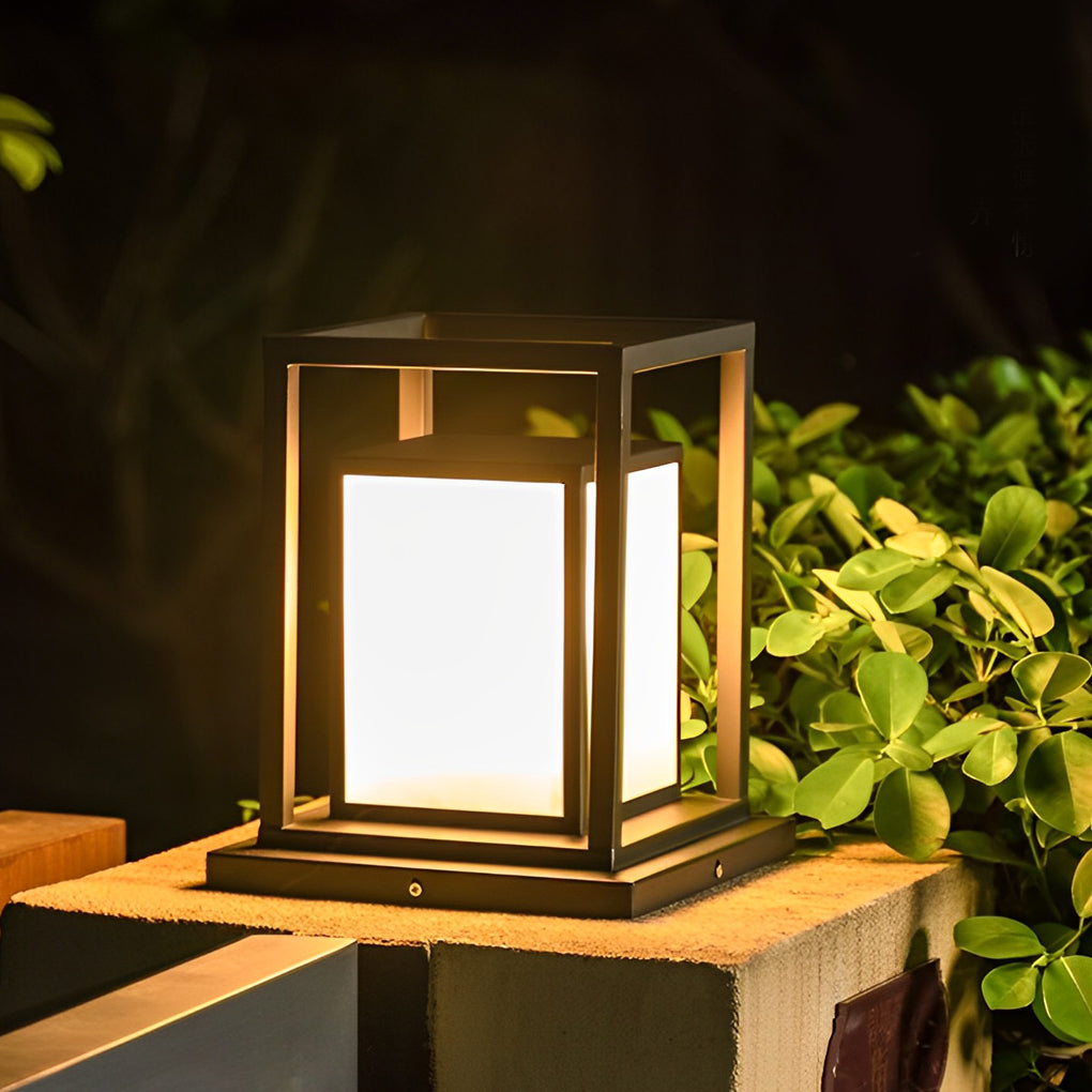 Outdoor Pillar Wall Light, Waterproof Stainless Steel LED Column Lamp for Gates and Facades, Solar or Hardwired in Two Heights