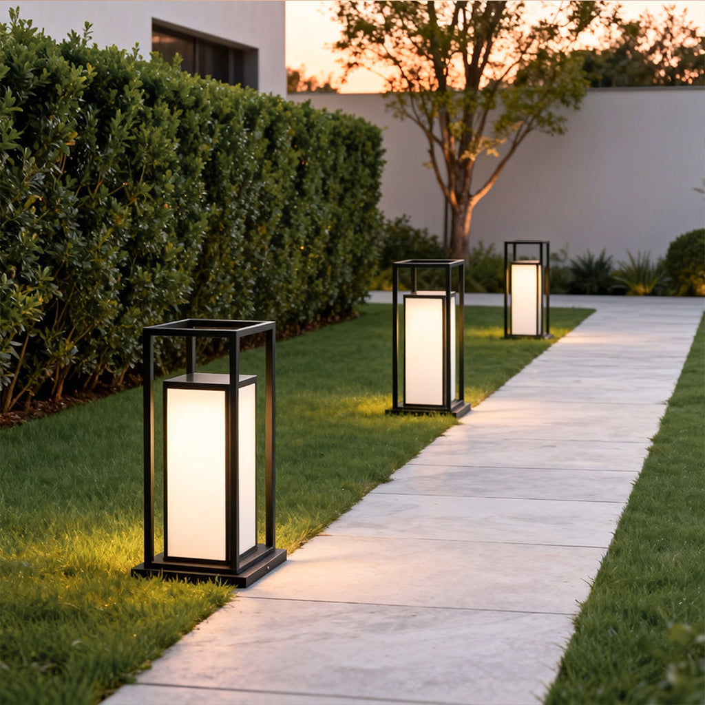 Outdoor Pillar Wall Light, Waterproof Stainless Steel LED Column Lamp for Gates and Facades, Solar or Hardwired in Two Heights