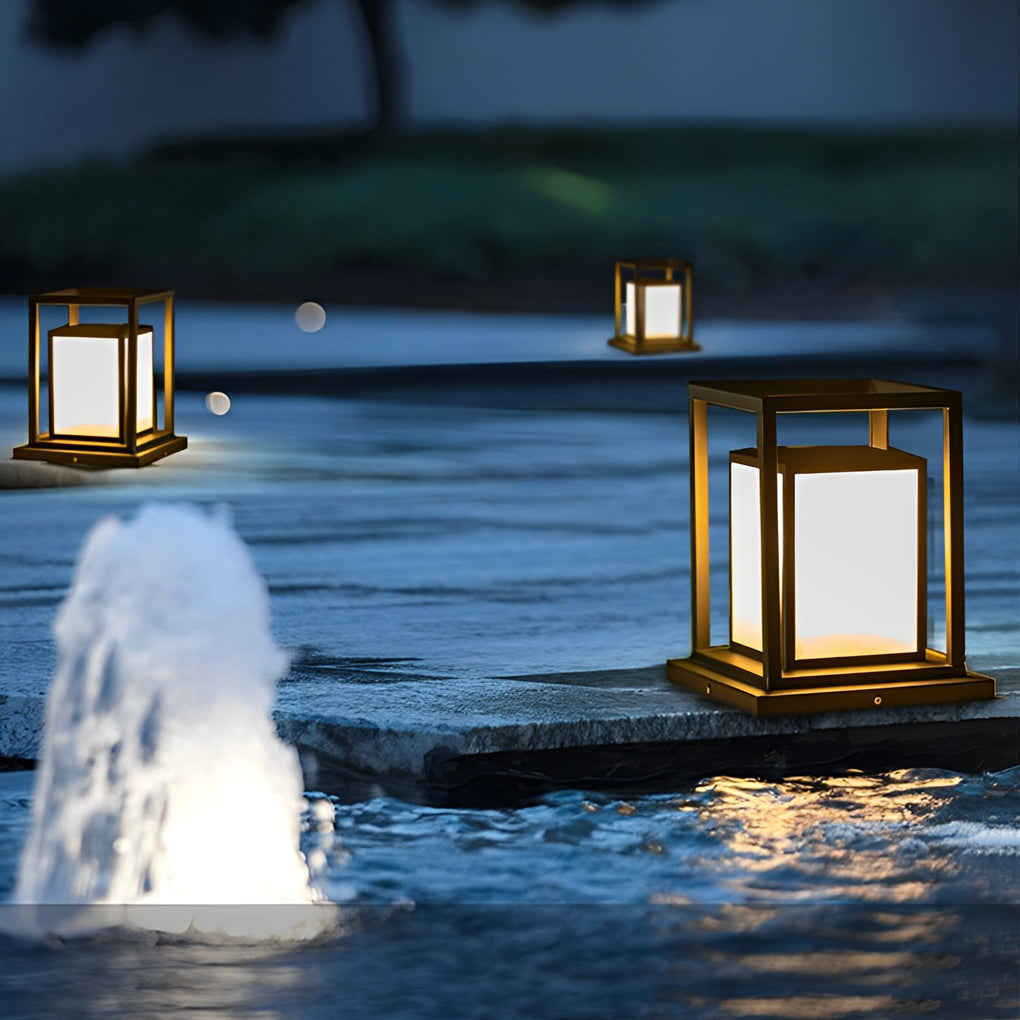 Outdoor Pillar Wall Light, Waterproof Stainless Steel LED Column Lamp for Gates and Facades, Solar or Hardwired in Two Heights