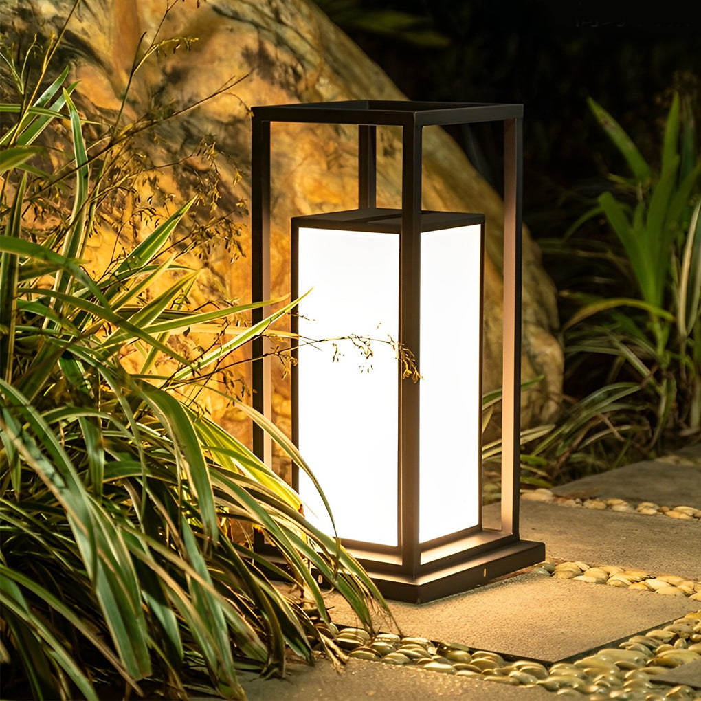 Outdoor Pillar Wall Light, Waterproof Stainless Steel LED Column Lamp for Gates and Facades, Solar or Hardwired in Two Heights