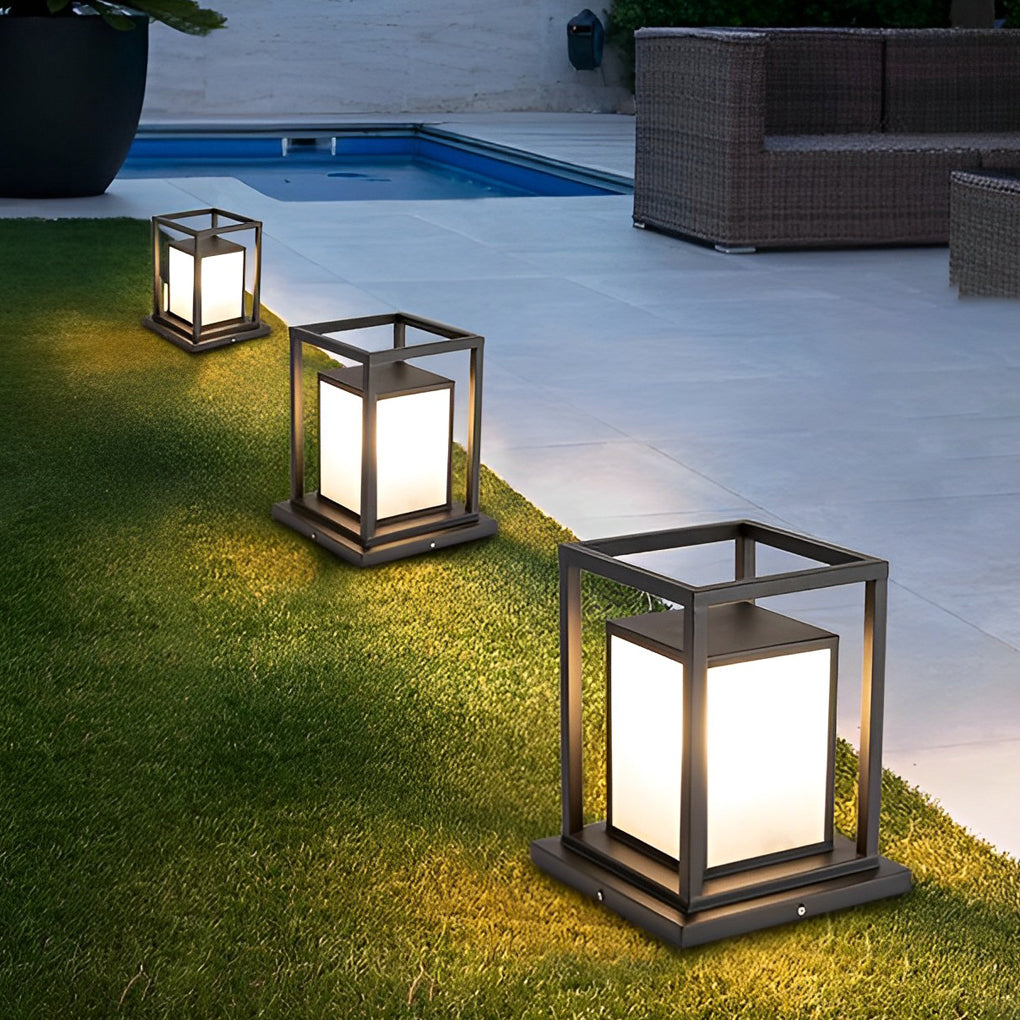 Outdoor Pillar Wall Light, Waterproof Stainless Steel LED Column Lamp for Gates and Facades, Solar or Hardwired in Two Heights