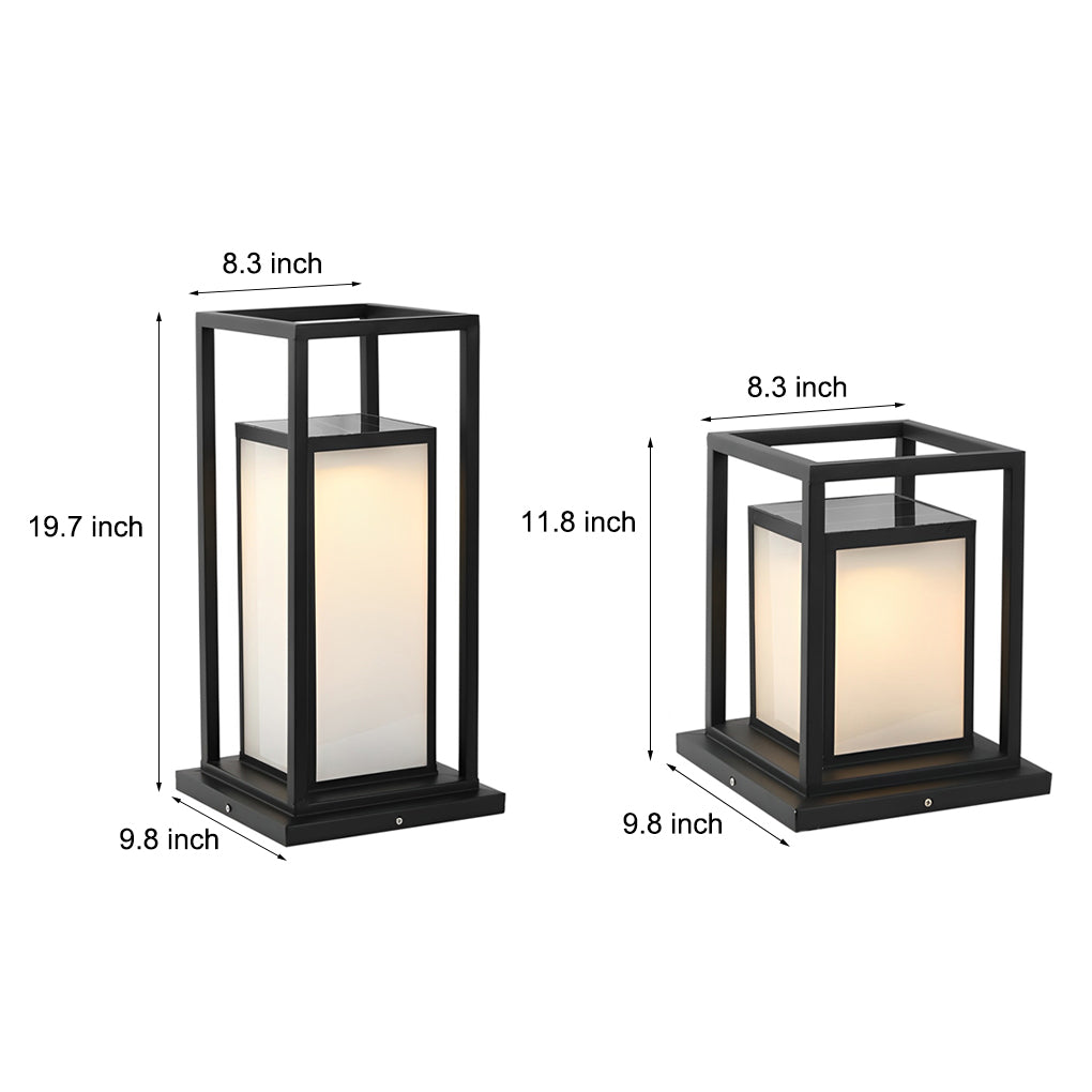 Outdoor Pillar Wall Light, Waterproof Stainless Steel LED Column Lamp for Gates and Facades, Solar or Hardwired in Two Heights