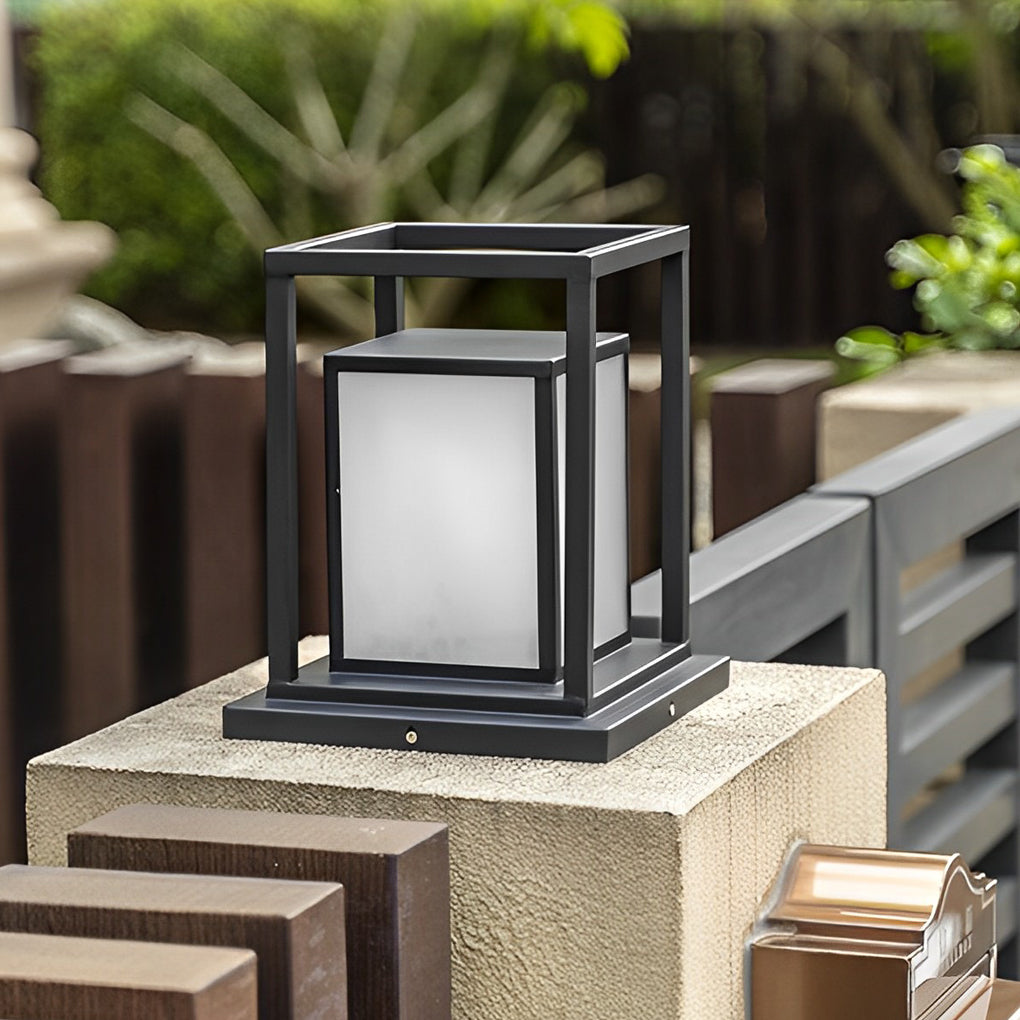 Outdoor Pillar Wall Light, Waterproof Stainless Steel LED Column Lamp for Gates and Facades, Solar or Hardwired in Two Heights