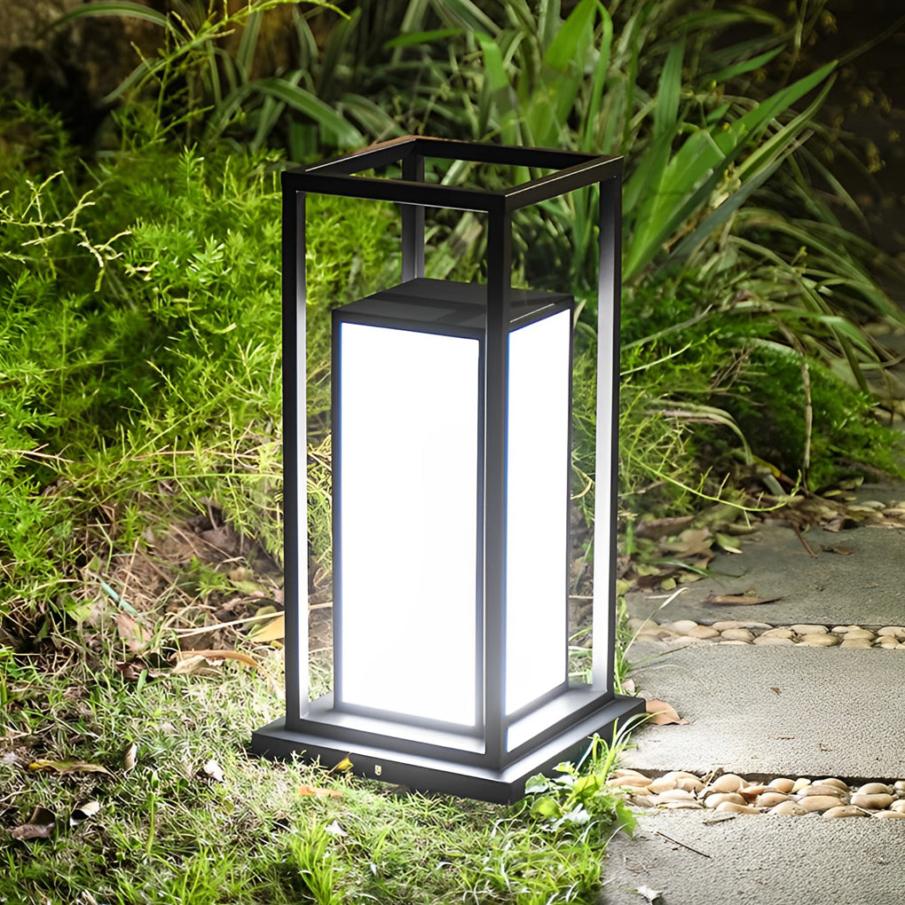 Outdoor Pillar Wall Light, Waterproof Stainless Steel LED Column Lamp for Gates and Facades, Solar or Hardwired in Two Heights