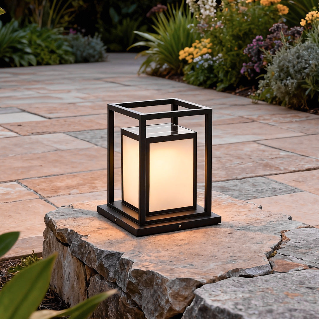 Outdoor Pillar Wall Light, Waterproof Stainless Steel LED Column Lamp for Gates and Facades, Solar or Hardwired in Two Heights