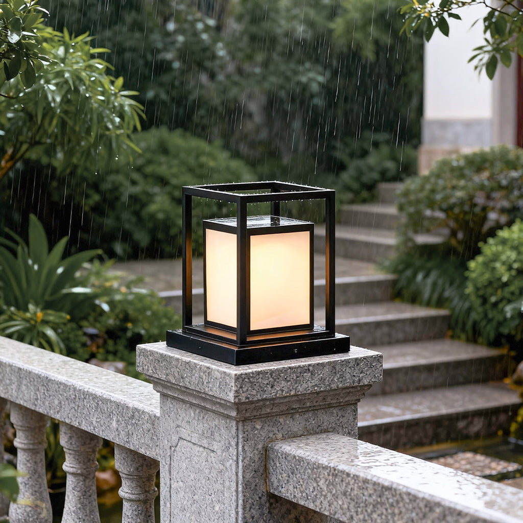 Outdoor Pillar Wall Light, Waterproof Stainless Steel LED Column Lamp for Gates and Facades, Solar or Hardwired in Two Heights