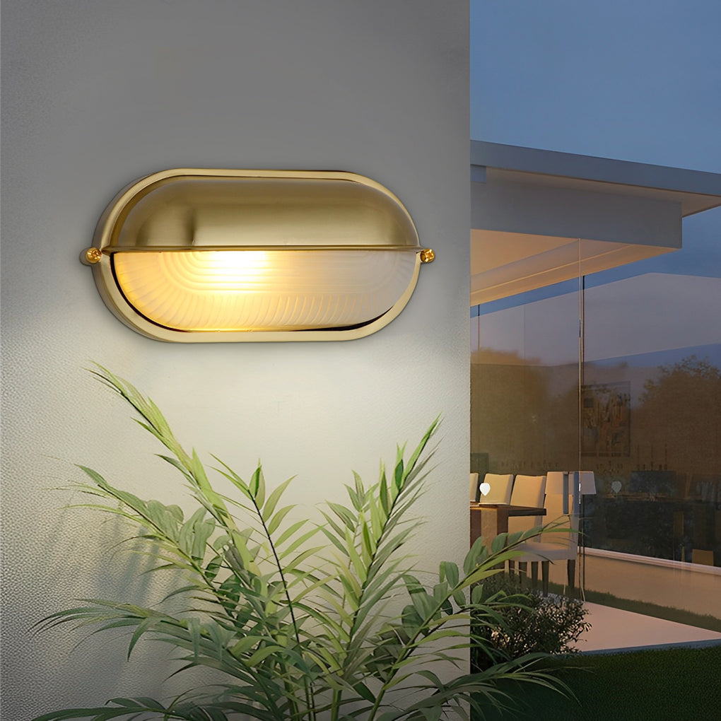 Bulkhead Wall Light, Retro Industrial Die-Cast Aluminum Waterproof Sconce for Entry and Garden Walls, IP65 in Cement Gray or Gold