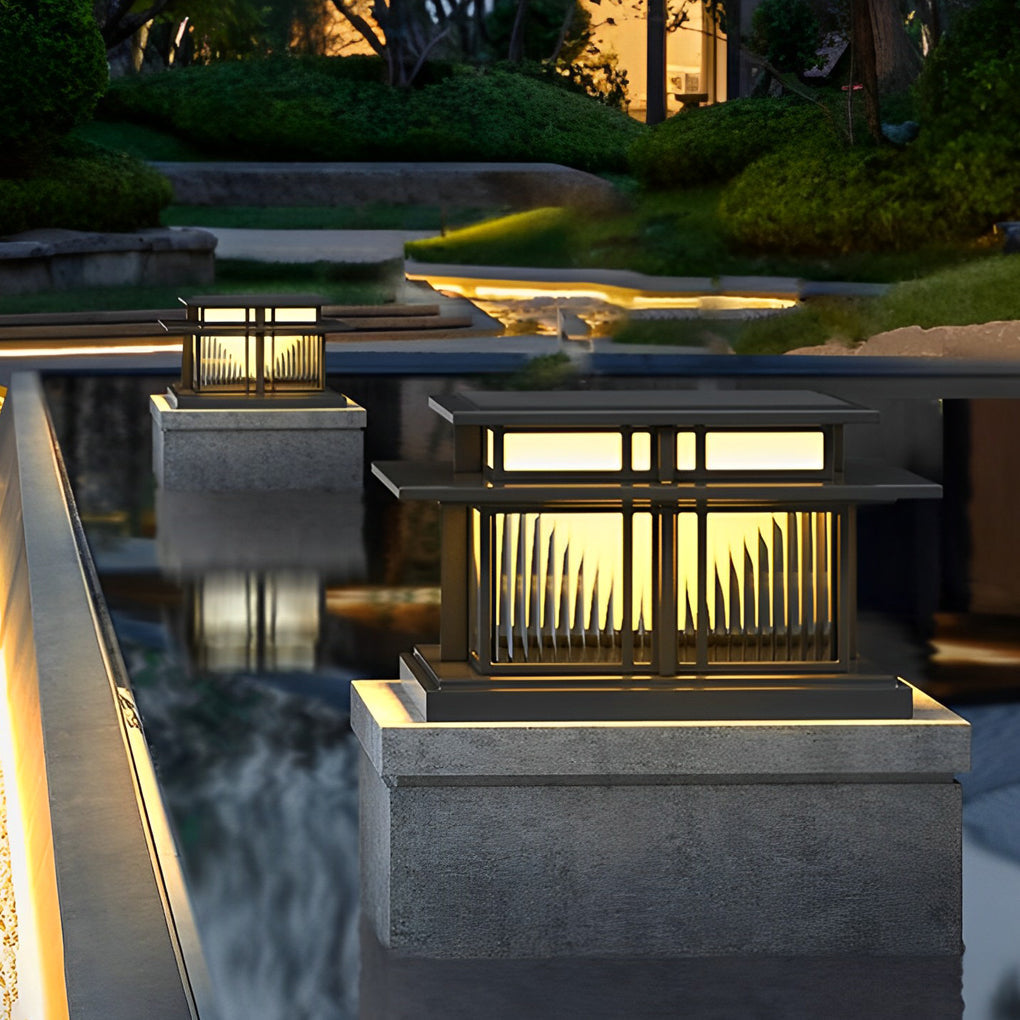 Porch Pillar Light, Stainless Steel and Copper LED Post Cap Lamp for Gate Columns and Fence Posts, Solar or Hardwired IP65 Rated