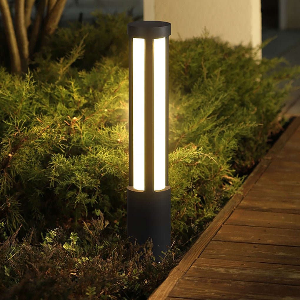 Modern Bollard Path Light, Cylindrical Die-Cast Aluminum LED Landscape Light for Driveways and Gardens, Six Heights to 138 Inches