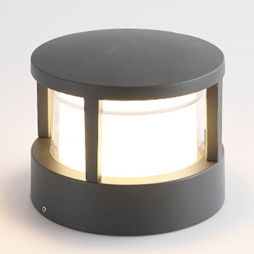 Round Outdoor Post Light, Aluminum Double-Layer Acrylic Pillar Lamp for Fences and Gate Piers, Integrated 5W Warm White LED
