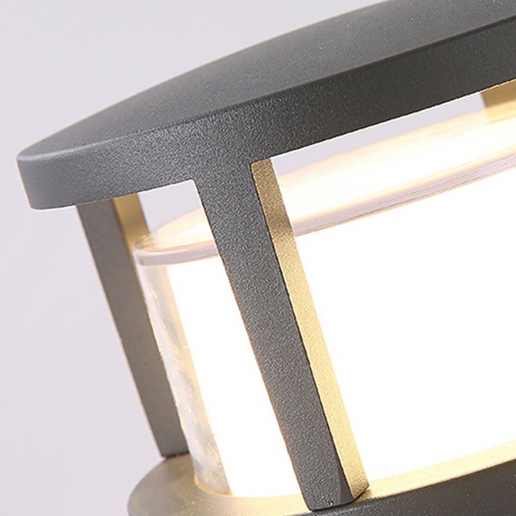 Round Outdoor Post Light, Aluminum Double-Layer Acrylic Pillar Lamp for Fences and Gate Piers, Integrated 5W Warm White LED