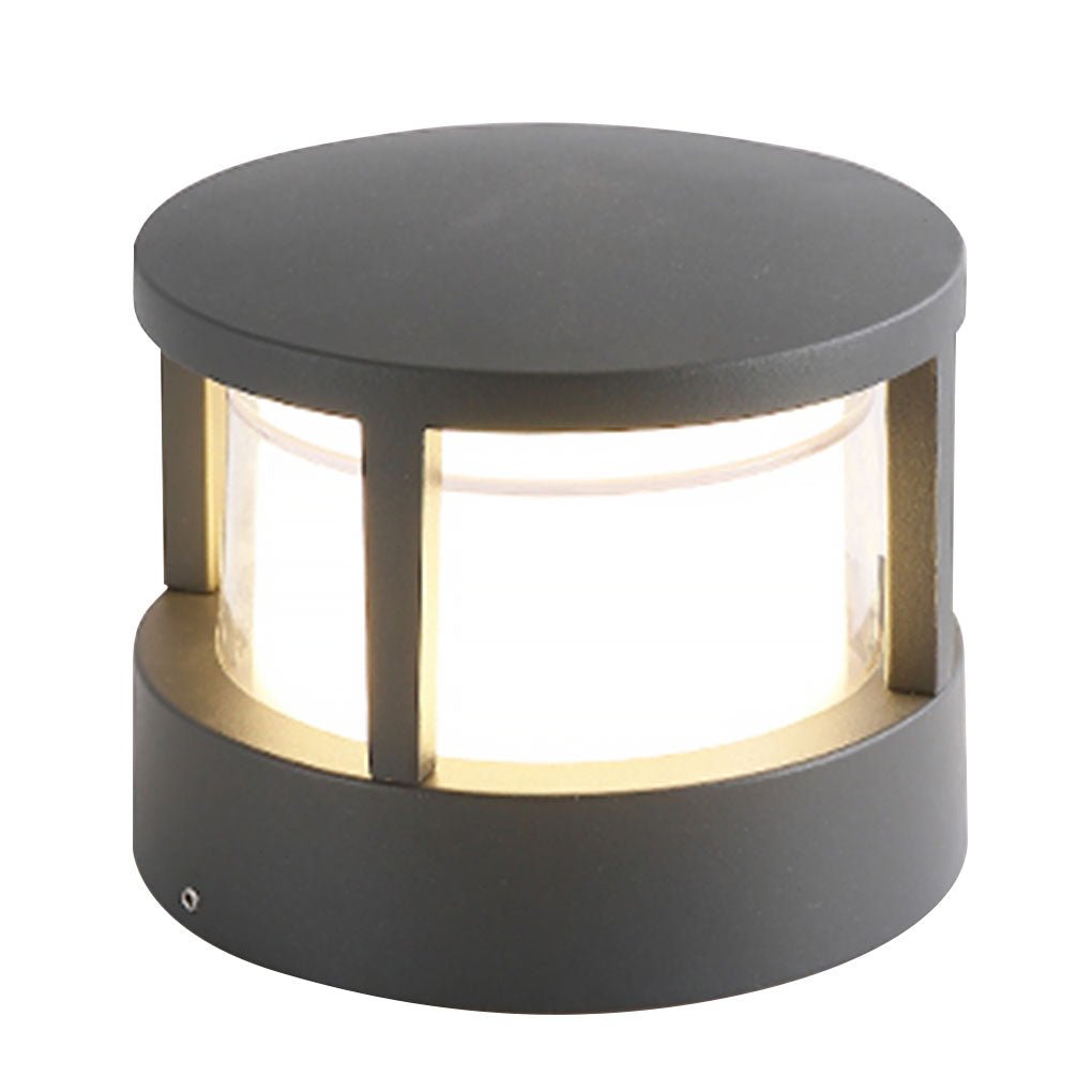 Round Outdoor Post Light, Aluminum Double-Layer Acrylic Pillar Lamp for Fences and Gate Piers, Integrated 5W Warm White LED