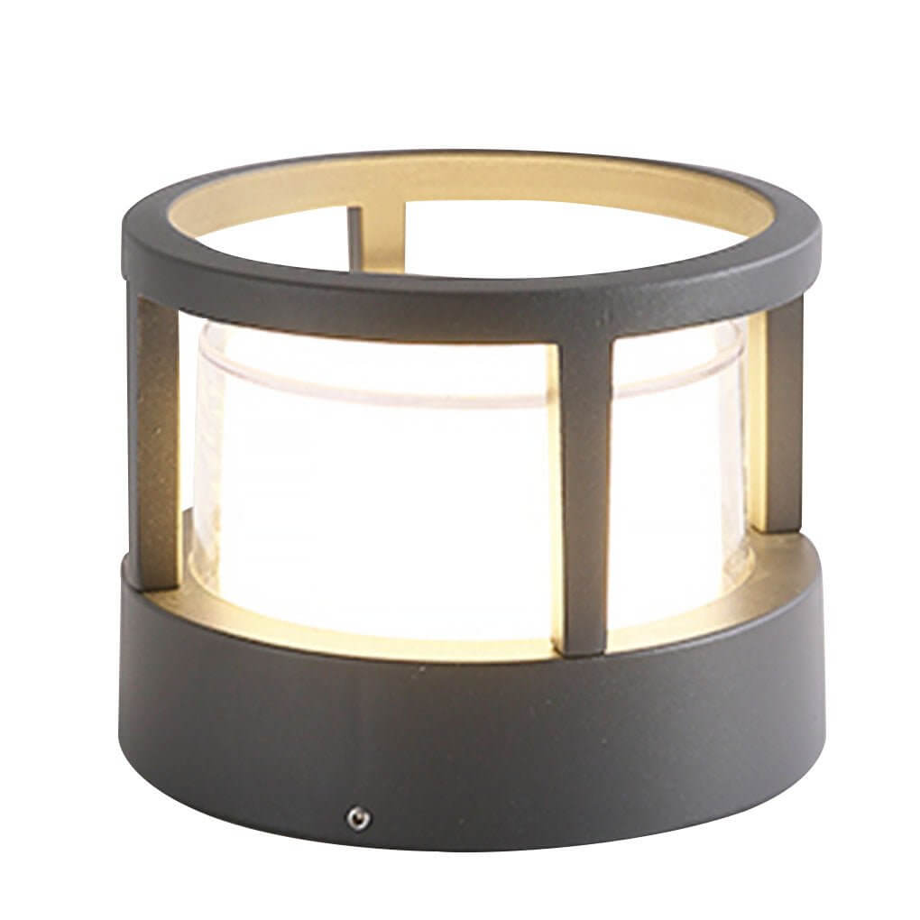 Round Outdoor Post Light, Aluminum Double-Layer Acrylic Pillar Lamp for Fences and Gate Piers, Integrated 5W Warm White LED