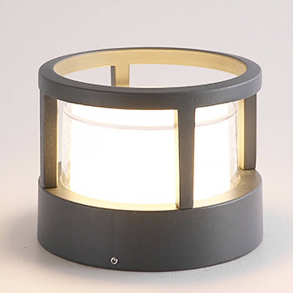 Round Outdoor Post Light, Aluminum Double-Layer Acrylic Pillar Lamp for Fences and Gate Piers, Integrated 5W Warm White LED