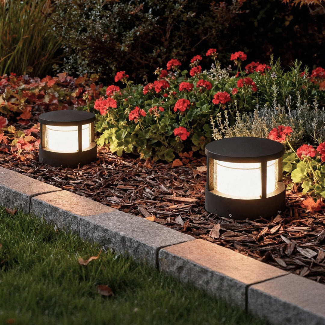 Round Outdoor Post Light, Aluminum Double-Layer Acrylic Pillar Lamp for Fences and Gate Piers, Integrated 5W Warm White LED