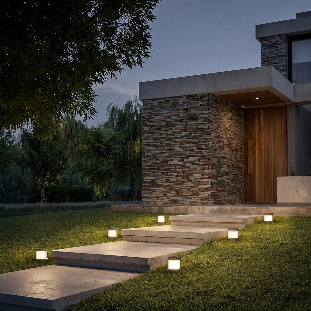 Round Outdoor Post Light, Aluminum Double-Layer Acrylic Pillar Lamp for Fences and Gate Piers, Integrated 5W Warm White LED
