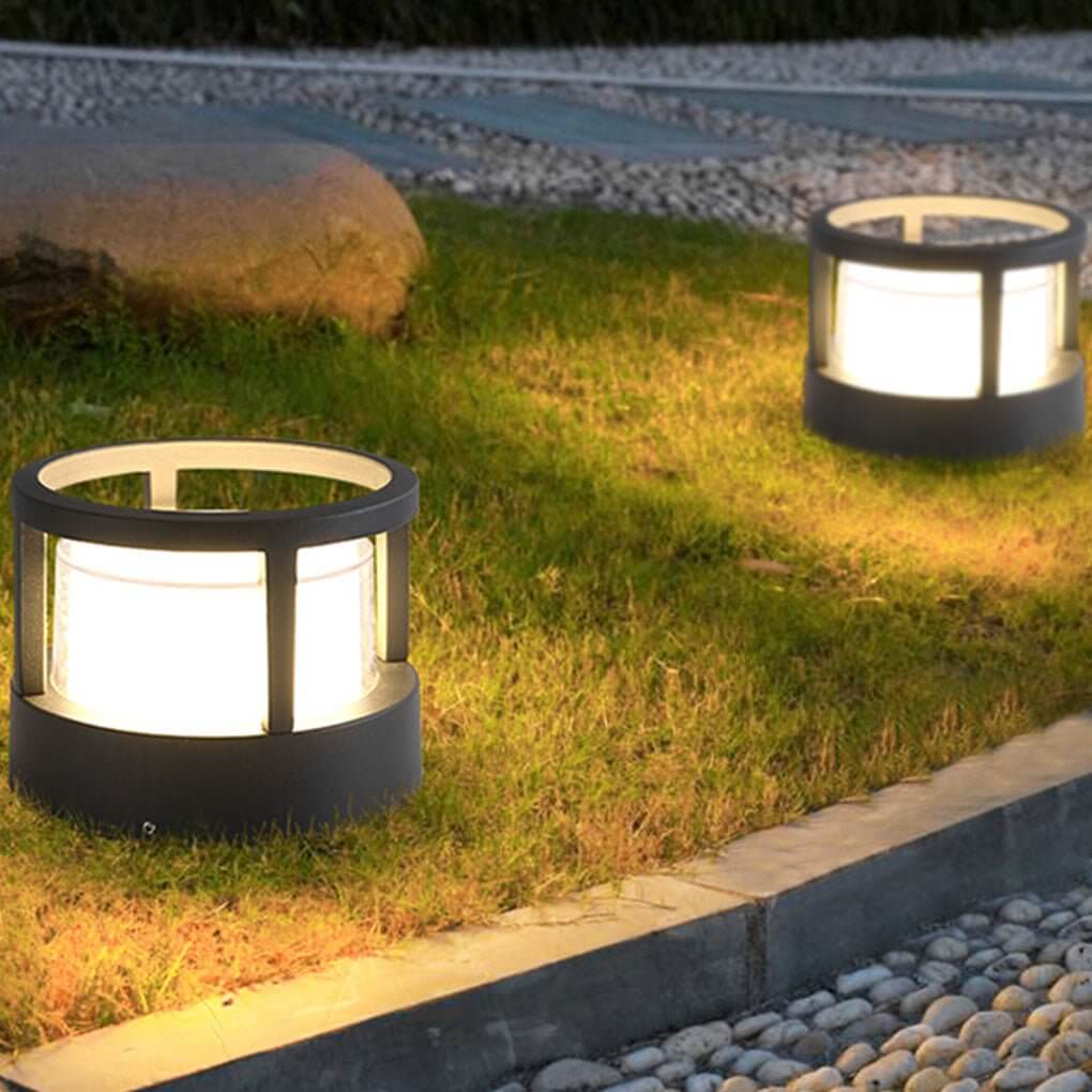Round Outdoor Post Light, Aluminum Double-Layer Acrylic Pillar Lamp for Fences and Gate Piers, Integrated 5W Warm White LED