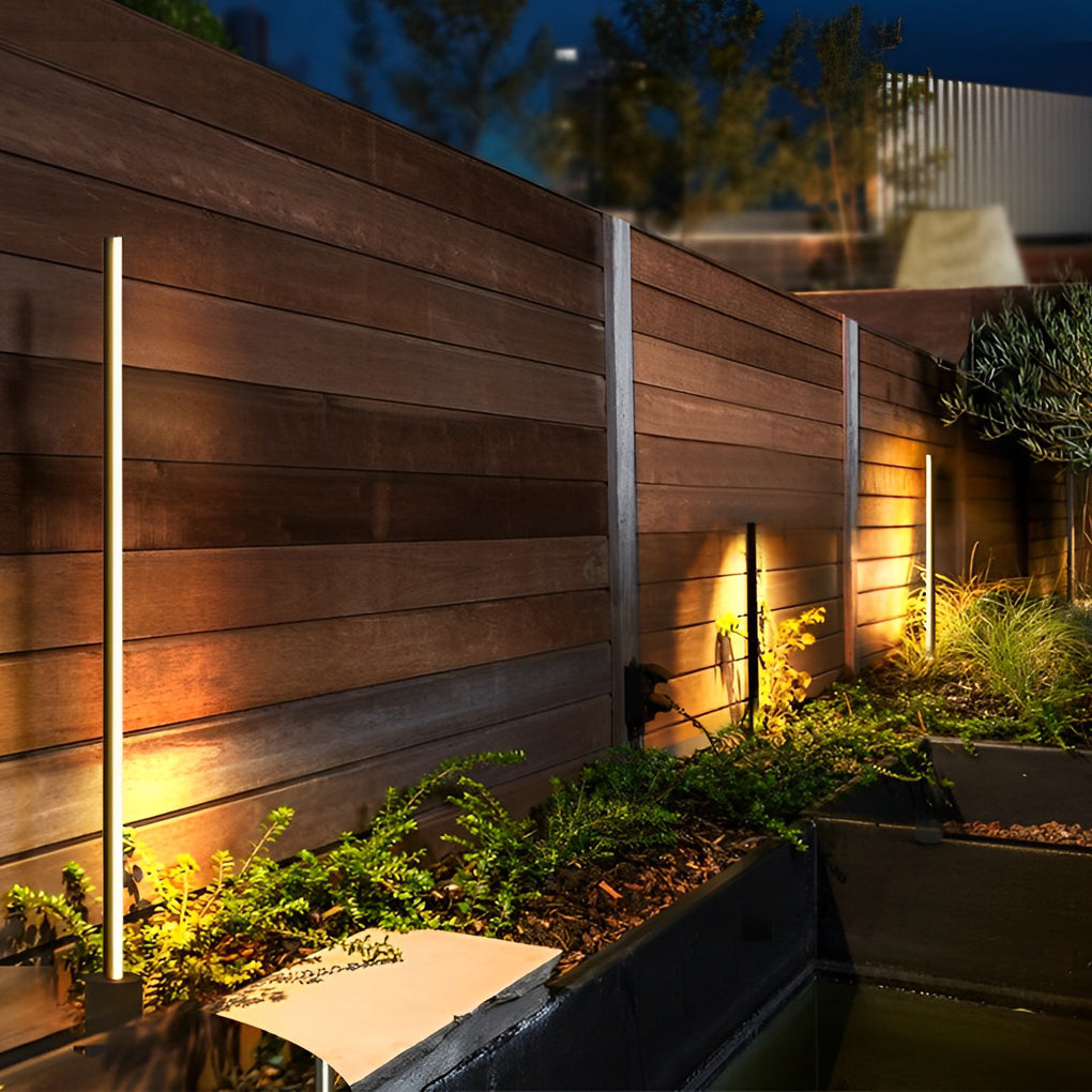 Outdoor LED Floor Lamp, Contemporary Stainless Steel Waterproof Linear Light for Garden Paths and Terraces, Four Heights