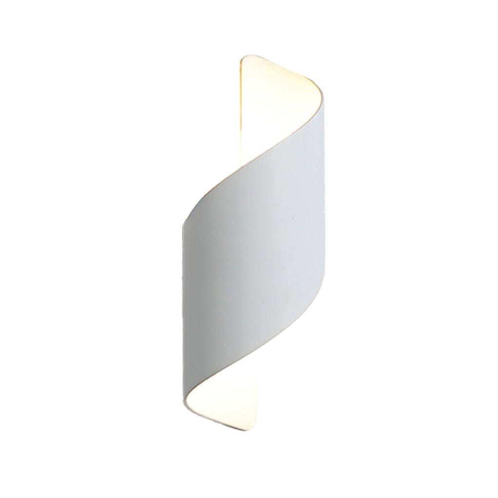 Spiral LED sconce mounted in a modern living room