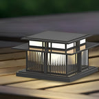 Square porch pillar light shown in a studio display