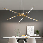 Linear sputnik LED chandelier in gold and black, fifth view