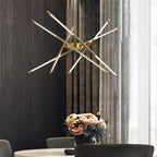 Linear sputnik LED chandelier in gold and black, seventh view