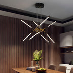 Linear sputnik LED chandelier in gold and black, second view
