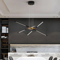 Linear sputnik LED chandelier in gold and black, main product view