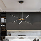 Linear sputnik LED chandelier in gold and black, main product view