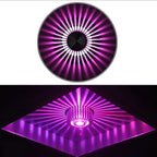 Close-up of the purple light pattern across the spokes
