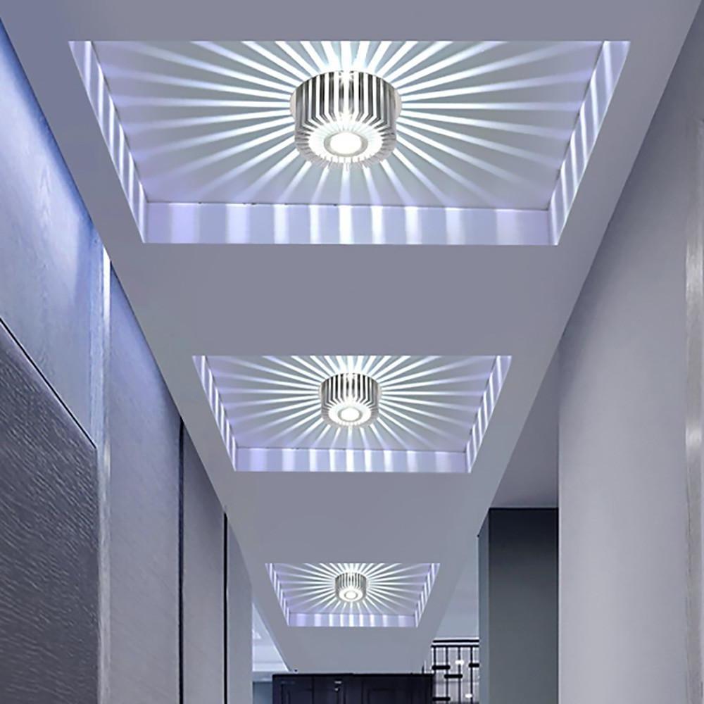 Sunburst Ceiling Light, Modern Metal Embedded LED Fixture for Living Room and Bedroom, Sculptural Design in White, Purple, or Blue