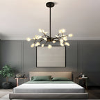 Artistic branch chandelier in a contemporary bedroom