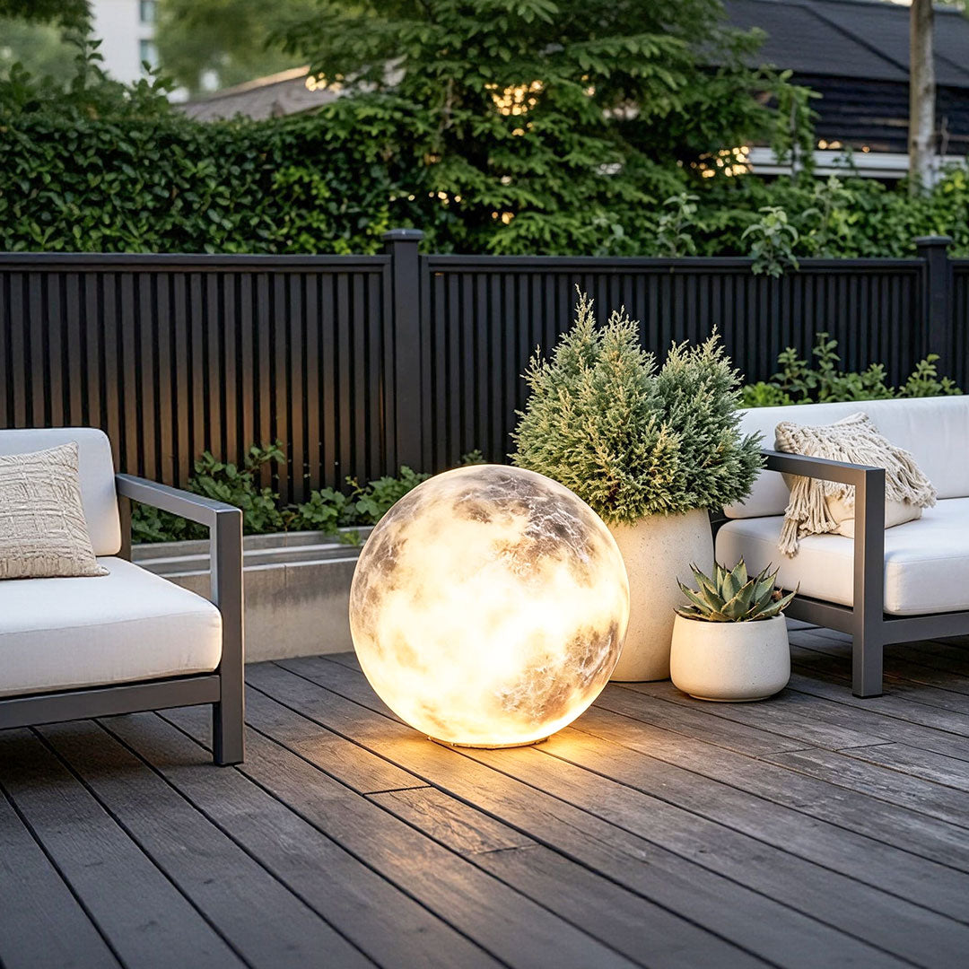Moon shaped LED globe light, decorative product view