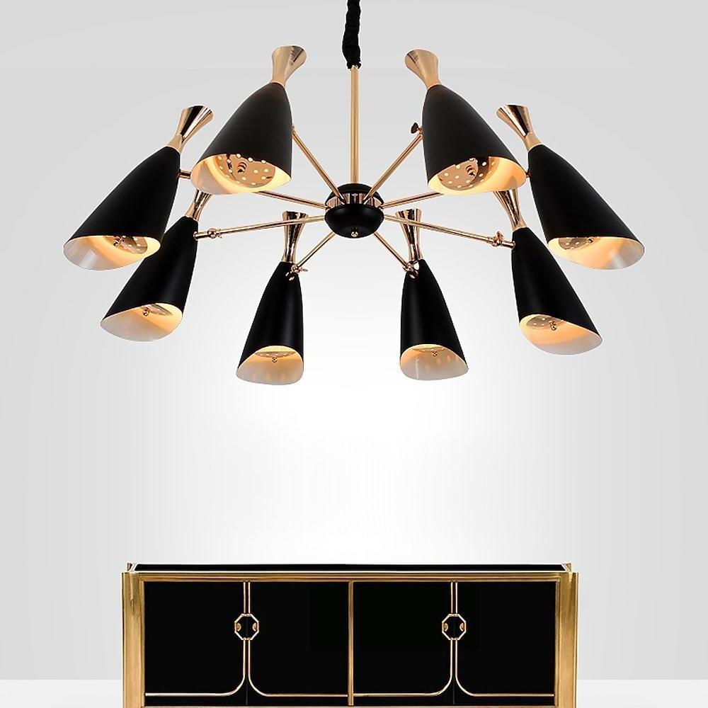 Electroplated metal eight-light Nordic chandelier, second view