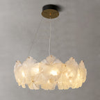 Multi-tiered glass garland chandelier used as a focal point