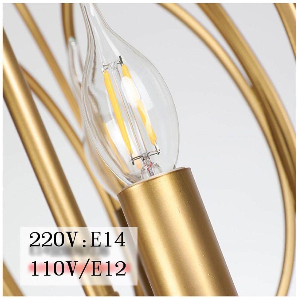 Brushed brass globe cage chandelier, fifth product view