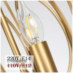 Brushed brass globe cage chandelier, fifth product view