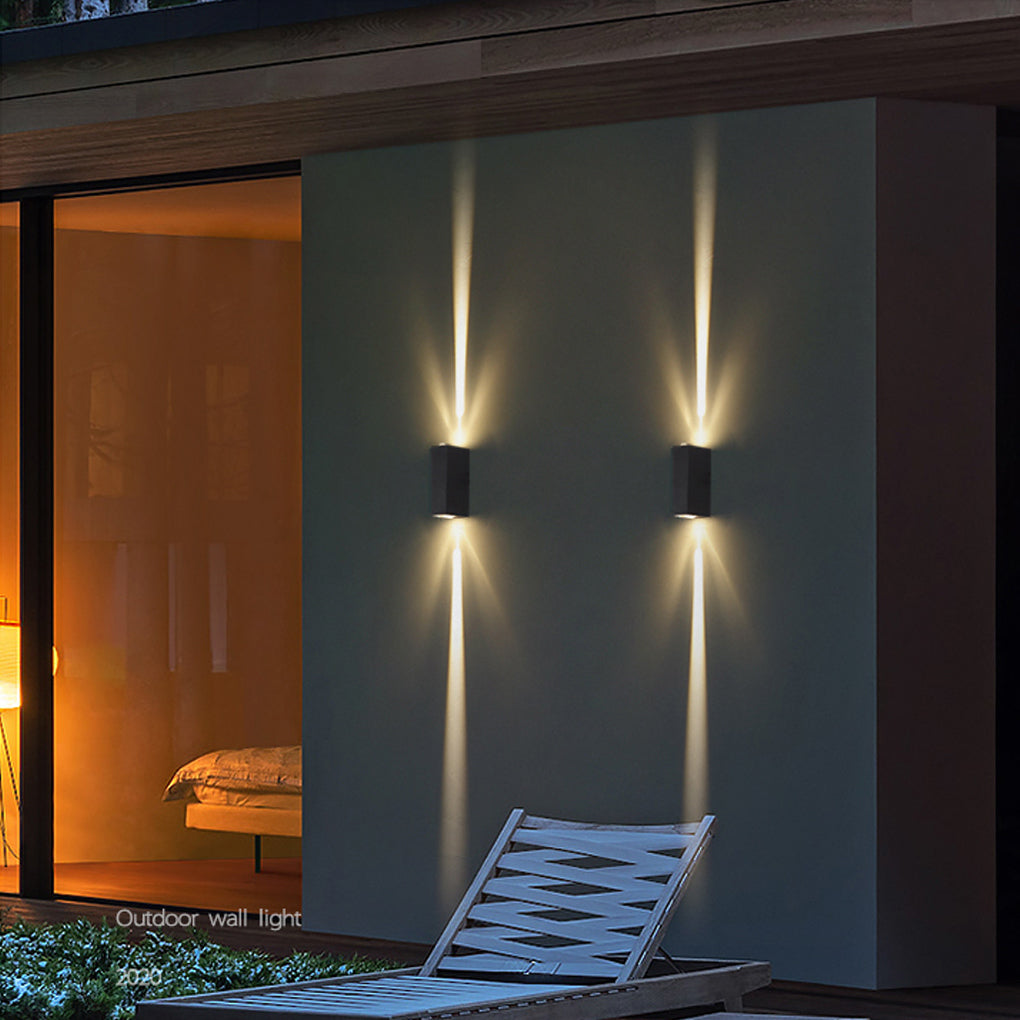 Narrow Beam Wall Sconce, Matte Die-Cast Aluminum Up-Down Outdoor Light for Facades and Entryways, Dual-Beam Hourglass Effect