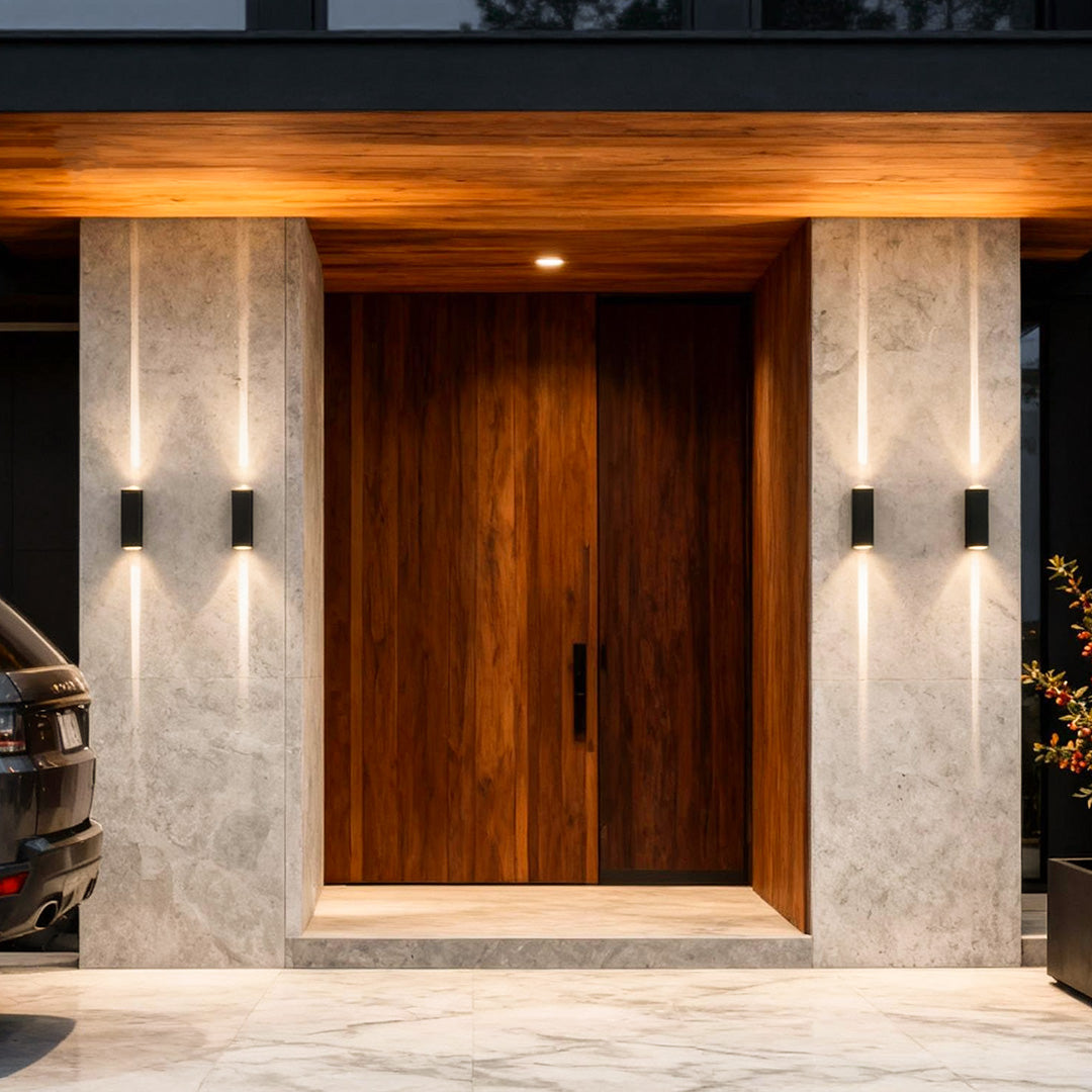 Narrow Beam Wall Sconce, Matte Die-Cast Aluminum Up-Down Outdoor Light for Facades and Entryways, Dual-Beam Hourglass Effect