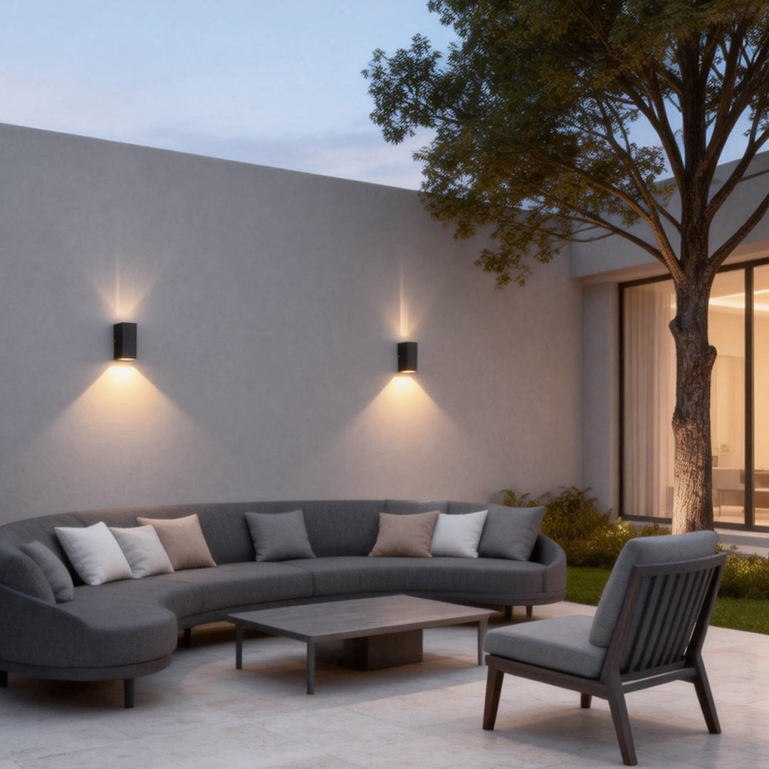 Narrow Beam Wall Sconce, Matte Die-Cast Aluminum Up-Down Outdoor Light for Facades and Entryways, Dual-Beam Hourglass Effect