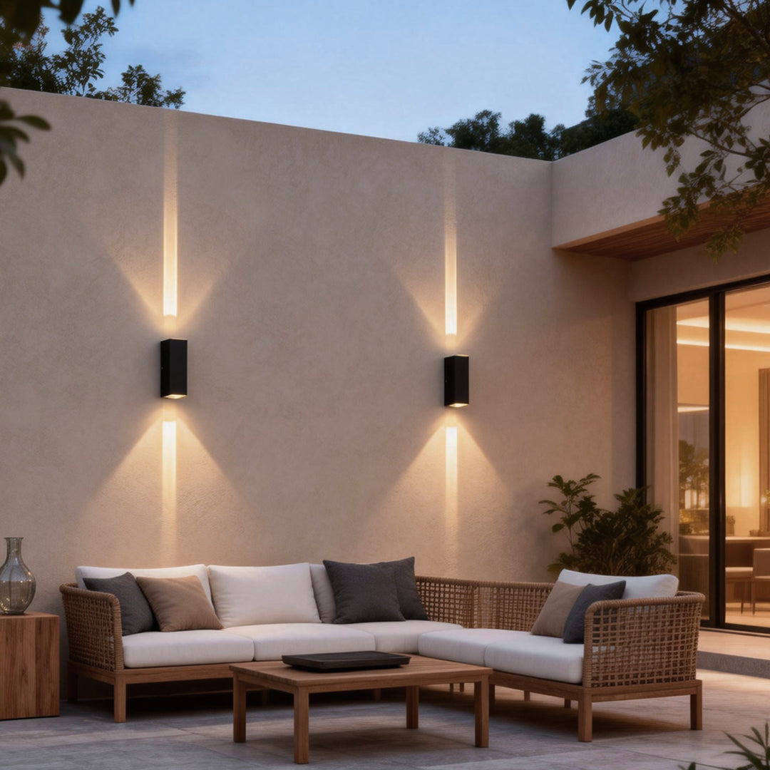 Narrow Beam Wall Sconce, Matte Die-Cast Aluminum Up-Down Outdoor Light for Facades and Entryways, Dual-Beam Hourglass Effect